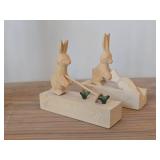 Lot of (2) Vintage Russian Bogorodsk Hand carved Wooden Toys