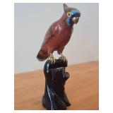 Vintage Late 19th Century 11' Parrot theme Qing Dynasty Chinese Cloisonné Figurine with Wood Stand