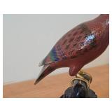 Vintage Late 19th Century 11' Parrot theme Qing Dynasty Chinese Cloisonné Figurine with Wood Stand