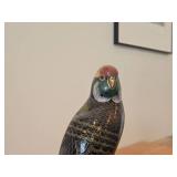 Vintage Late 19th Century 11' Parakeet theme Qing Dynasty Chinese Cloisonné Figurine with Wood Stand