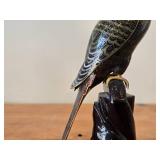 Vintage Late 19th Century 11' Parakeet theme Qing Dynasty Chinese Cloisonné Figurine with Wood Stand