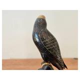 Vintage Late 19th Century 11' Parakeet theme Qing Dynasty Chinese Cloisonné Figurine with Wood Stand