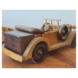 Lot of (2) Handcrafted Wooden Vintage Model Cars - 1930's Cadillac Convertible + 1900's Rolls Royce