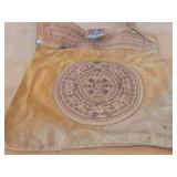 Handcrafted Soft-Sided Leather Mexican Tote Bag with Aztec Calendar Design