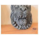 Decorative Resin Wall Plaque Featuring Roaring Lion | Medieval / Gothic style Architecture