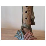 Vintage 9' Mayan Aztec Handmade Clay Pottery Flute
