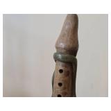 Vintage 9' Mayan Aztec Handmade Clay Pottery Flute