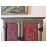 Wooden Wall Cabinet 2-door/2-drawer/3-shelf / Norwegian Rosemaling style / 21' wide x 7 1/2' deep x 21' tall