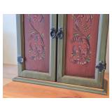 Wooden Wall Cabinet 2-door/2-drawer/3-shelf / Norwegian Rosemaling style / 21' wide x 7 1/2' deep x 21' tall