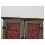 Wooden Wall Cabinet 2-door/2-drawer/3-shelf / Norwegian Rosemaling style / 21' wide x 7 1/2' deep x 21' tall