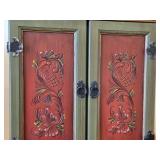 Wooden Wall Cabinet 2-door/2-drawer/3-shelf / Norwegian Rosemaling style / 21' wide x 7 1/2' deep x 21' tall