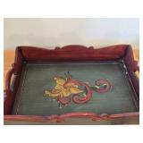 Wooden Serving Tray by Bebe® (Norway) / Norwegian Rosemaling style / 16' x 12' x 2 1/2'