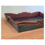 Wooden Serving Tray by Bebe® (Norway) / Norwegian Rosemaling style / 16' x 12' x 2 1/2'