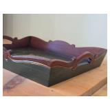Wooden Serving Tray by Bebe® (Norway) / Norwegian Rosemaling style / 16' x 12' x 2 1/2'