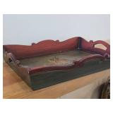 Wooden Serving Tray by Bebe® (Norway) / Norwegian Rosemaling style / 16' x 12' x 2 1/2'