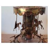 Vintage 10' Rainbow Copper Merry-Go-Round Carousel Horse Music Box