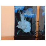 Lot of (2) Vintage 1980's Fiber Optic Color Changing Flower Table Lamps with Music Box Base
