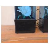 Lot of (2) Vintage 1980's Fiber Optic Color Changing Flower Table Lamps with Music Box Base