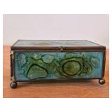 Stained Glass Keepsake / Jewelry Box + Handcrafted Pottery Vase
