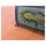 Stained Glass Keepsake / Jewelry Box + Handcrafted Pottery Vase