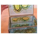 Stained Glass Keepsake / Jewelry Box + Handcrafted Pottery Vase