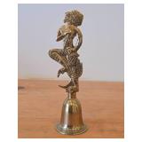 Vintage 6 1/2' Brass Bell Featuring Hindu Monkey God Hanuman