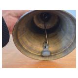 Vintage 9' Brass Hand Bell with Black Wooden Handle
