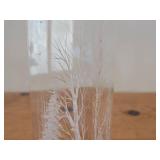 Frank R. Albrecht Acrylic Reverse Carved Sculpture with Woodlands Scene of Trees and Birds