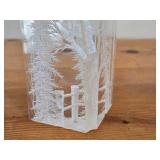 Frank R. Albrecht Acrylic Reverse Carved Sculpture with Woodlands Scene of Trees and Birds