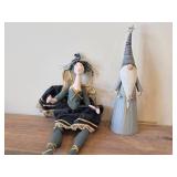 Enchanted Forest 15' Pastel Tabletop Gnome (Metal) + 22' Handmade Decorative Fairy Doll / Ballerina (Cloth)