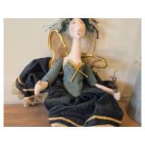 Enchanted Forest 15' Pastel Tabletop Gnome (Metal) + 22' Handmade Decorative Fairy Doll / Ballerina (Cloth)