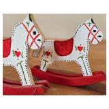 Lot of (2) Wooden Rocking Horse Christmas Ornaments