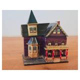 Vintage Handmade Wheat / Straw Trinket Box Shaped Like a House Called Meow Rio House