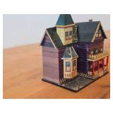 Vintage Handmade Wheat / Straw Trinket Box Shaped Like a House Called Meow Rio House