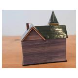 Vintage Handmade Wheat / Straw Trinket Box Shaped Like a House Called Meow Rio House