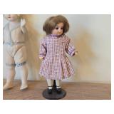 Lot of (3) Vintage Items - 1950's-1960's Porcelain Spaghetti Trim Girl Figurine (Japan) + B.S. Co Bisque-Jointed Porcelain Figurine with Blue Tie + Bisque Doll on Stand (1) 5', (1) 7' and (1) 5-1/2'