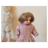 Lot of (3) Vintage Items - 1950's-1960's Porcelain Spaghetti Trim Girl Figurine (Japan) + B.S. Co Bisque-Jointed Porcelain Figurine with Blue Tie + Bisque Doll on Stand (1) 5', (1) 7' and (1) 5-1/2'