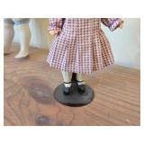 Lot of (3) Vintage Items - 1950's-1960's Porcelain Spaghetti Trim Girl Figurine (Japan) + B.S. Co Bisque-Jointed Porcelain Figurine with Blue Tie + Bisque Doll on Stand (1) 5', (1) 7' and (1) 5-1/2'