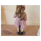 Lot of (3) Vintage Items - 1950's-1960's Porcelain Spaghetti Trim Girl Figurine (Japan) + B.S. Co Bisque-Jointed Porcelain Figurine with Blue Tie + Bisque Doll on Stand (1) 5', (1) 7' and (1) 5-1/2'