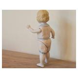 Lot of (3) Vintage Items - 1950's-1960's Porcelain Spaghetti Trim Girl Figurine (Japan) + B.S. Co Bisque-Jointed Porcelain Figurine with Blue Tie + Bisque Doll on Stand (1) 5', (1) 7' and (1) 5-1/2'