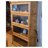 Vintage Oak Wood / Glass-Door Barrister Bookcase 4-door 31' wide x 13' deep x 57' tall
