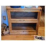 Vintage Oak Wood / Glass-Door Barrister Bookcase 2-door 31' wide x 13' deep x 30' tall