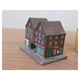 Lot of (4) Collectible Ceramic Miniature Replica Buildings of Bryggen Wharf in Bergen Norway | Handcrafted in Norway by Candy Design - Historic Julehusel Building (x2) + Yellow House + Lilliken