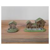 Lot of (2) Handmade Resin Norwegian Cottages by Candy Design