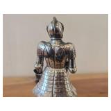 5 1/2' Medieval Knight theme Metal Figurine with Glass Cloche with Wood Base