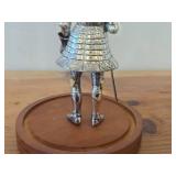 5 1/2' Medieval Knight theme Metal Figurine with Glass Cloche with Wood Base