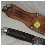 Western Knife Leather Handle and Sheath, As New 'old'