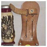 Decora 'Solingen Germany' Elk Horn Handle Carved, Leather Sheath