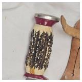 Decora 'Solingen Germany' Elk Horn Handle Carved, Leather Sheath