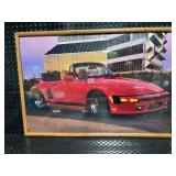 Framed Art Print - Convertible Car in Modern Building Scene